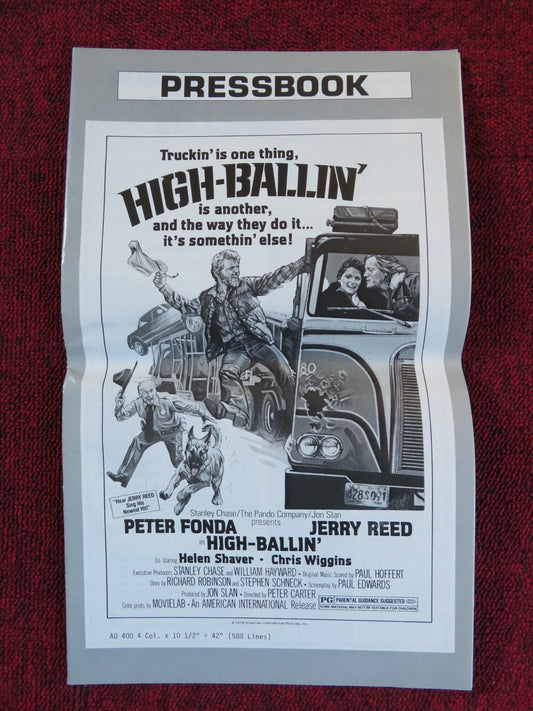 HIGH - BALLIN' FOLDED PRESSBOOK UNCUT AMERICAN INTERNATIONAL PETER FONDA 1978 Rendezvous Cinema Movie posters