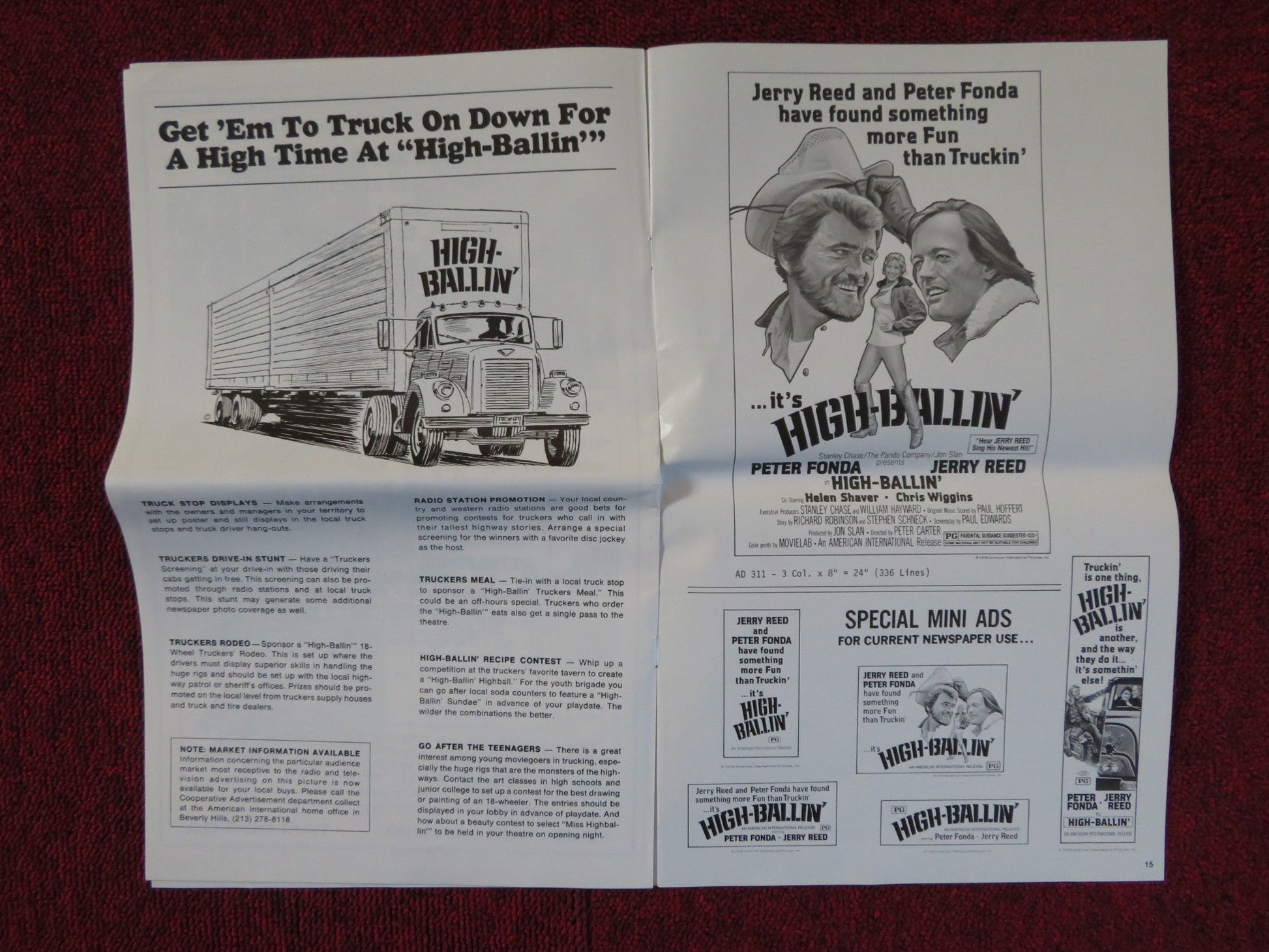 HIGH - BALLIN' FOLDED PRESSBOOK UNCUT AMERICAN INTERNATIONAL PETER FONDA 1978 Rendezvous Cinema Movie posters