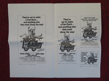 HIGH - BALLIN' FOLDED PRESSBOOK UNCUT AMERICAN INTERNATIONAL PETER FONDA 1978 Rendezvous Cinema Movie posters