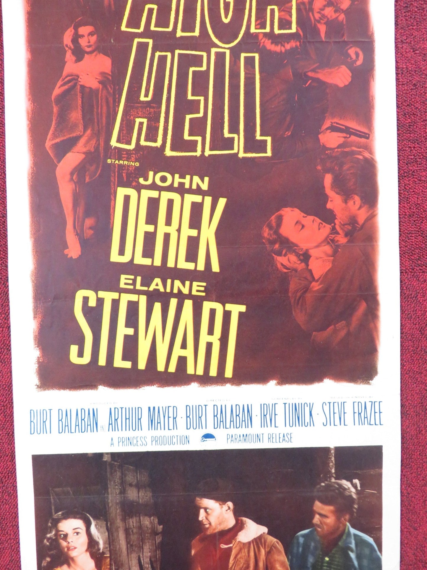 HIGH HELL US INSERT (14"x 36") POSTER JOHN DEREK ELAINE STEWART 1958 Rendezvous Cinema Movie posters