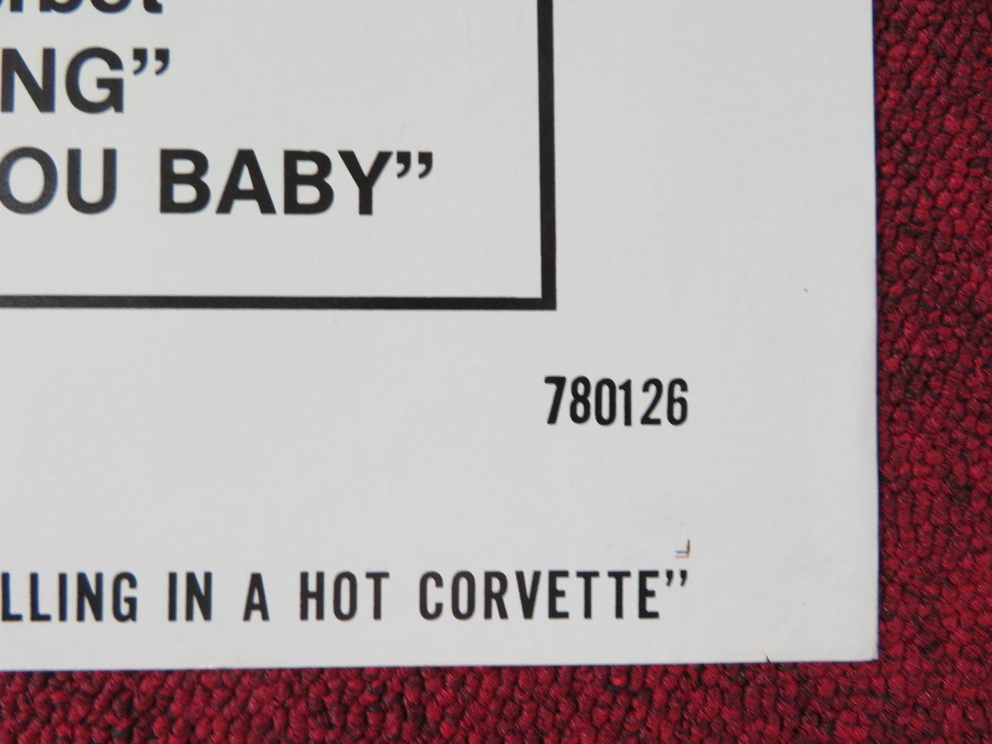 HIGH ROLLING IN A HOT CORVETTE FOLDED US ONE SHEET POSTER JOSEPH BOTTOMS 1977 Rendezvous Cinema Movie posters