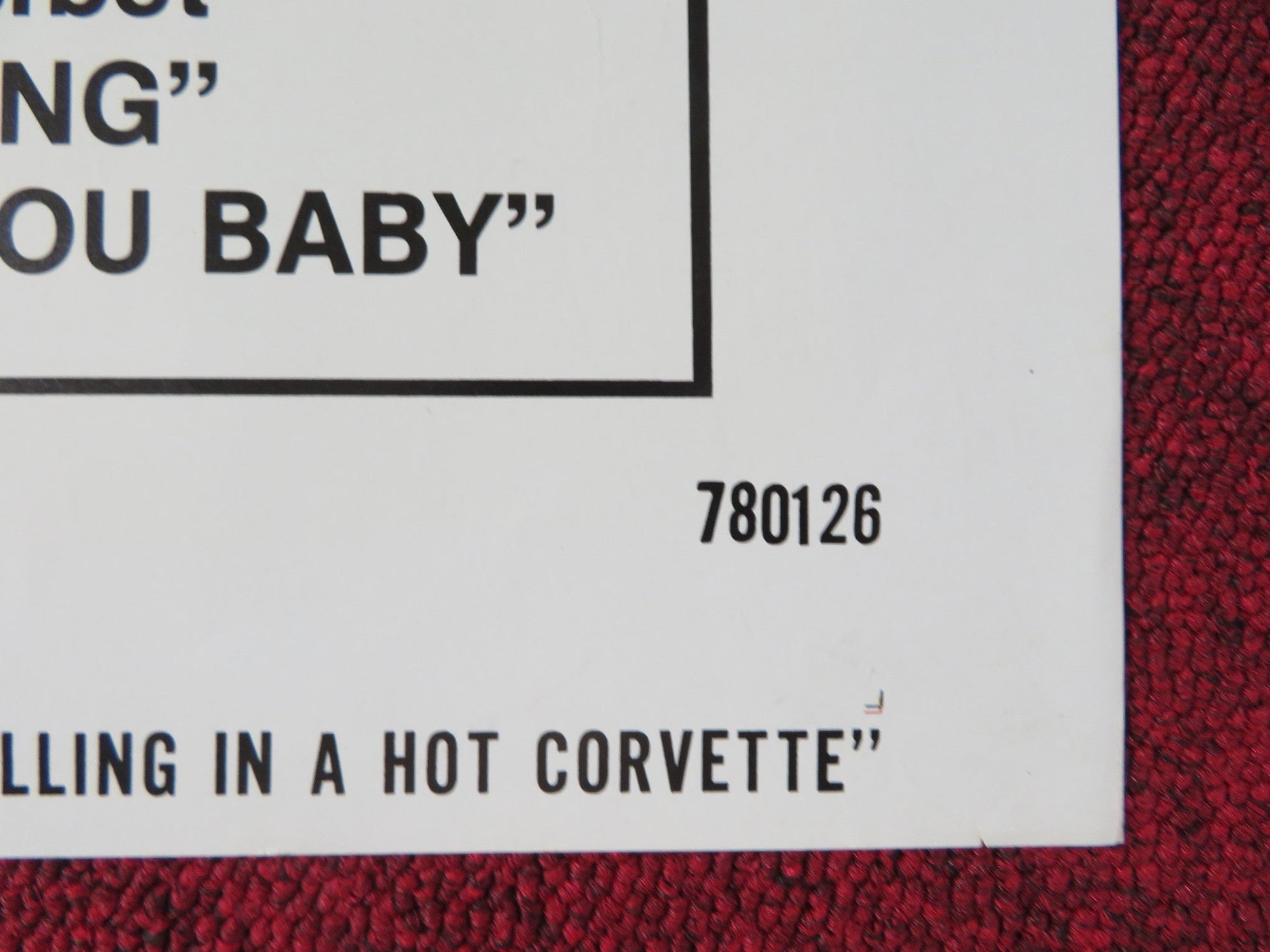 HIGH ROLLING IN A HOT CORVETTE FOLDED US ONE SHEET POSTER JOSEPH BOTTOMS 1977 Rendezvous Cinema Movie posters