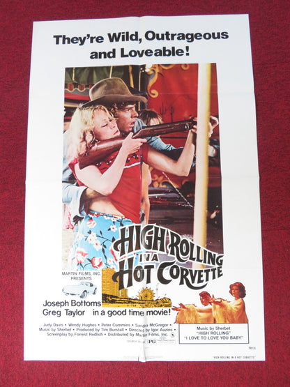 HIGH ROLLING IN A HOT CORVETTE FOLDED US ONE SHEET POSTER JOSEPH BOTTOMS 1977 Rendezvous Cinema Movie posters