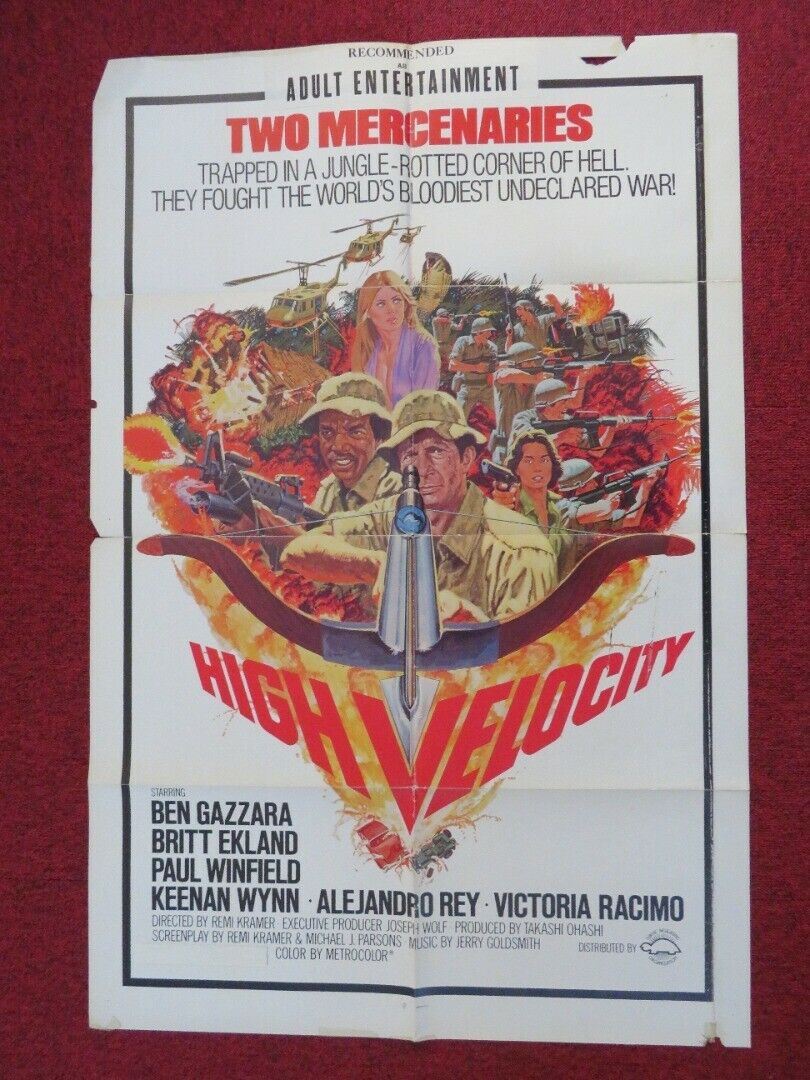 HIGH VELOCITY FOLDED US ONE SHEET POSTER BRITT EKLAND BEN GAZZARA 1976 Movie posters