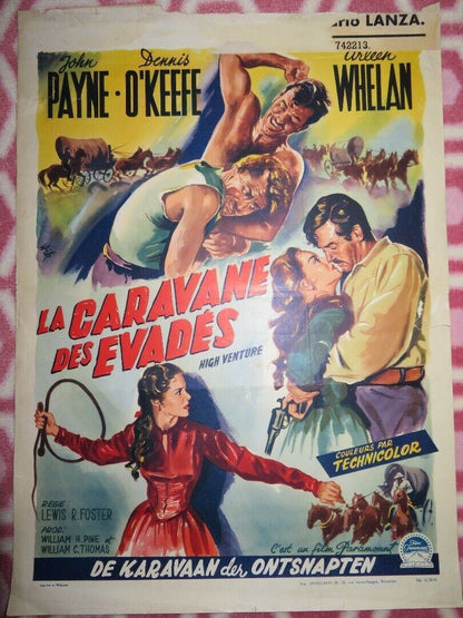 HIGH VENTURE / PASSAGE WEST BELGIUM (19.5"x 14") POSTER JOHN PAYNE D.O'KEEF 1951 Movie posters