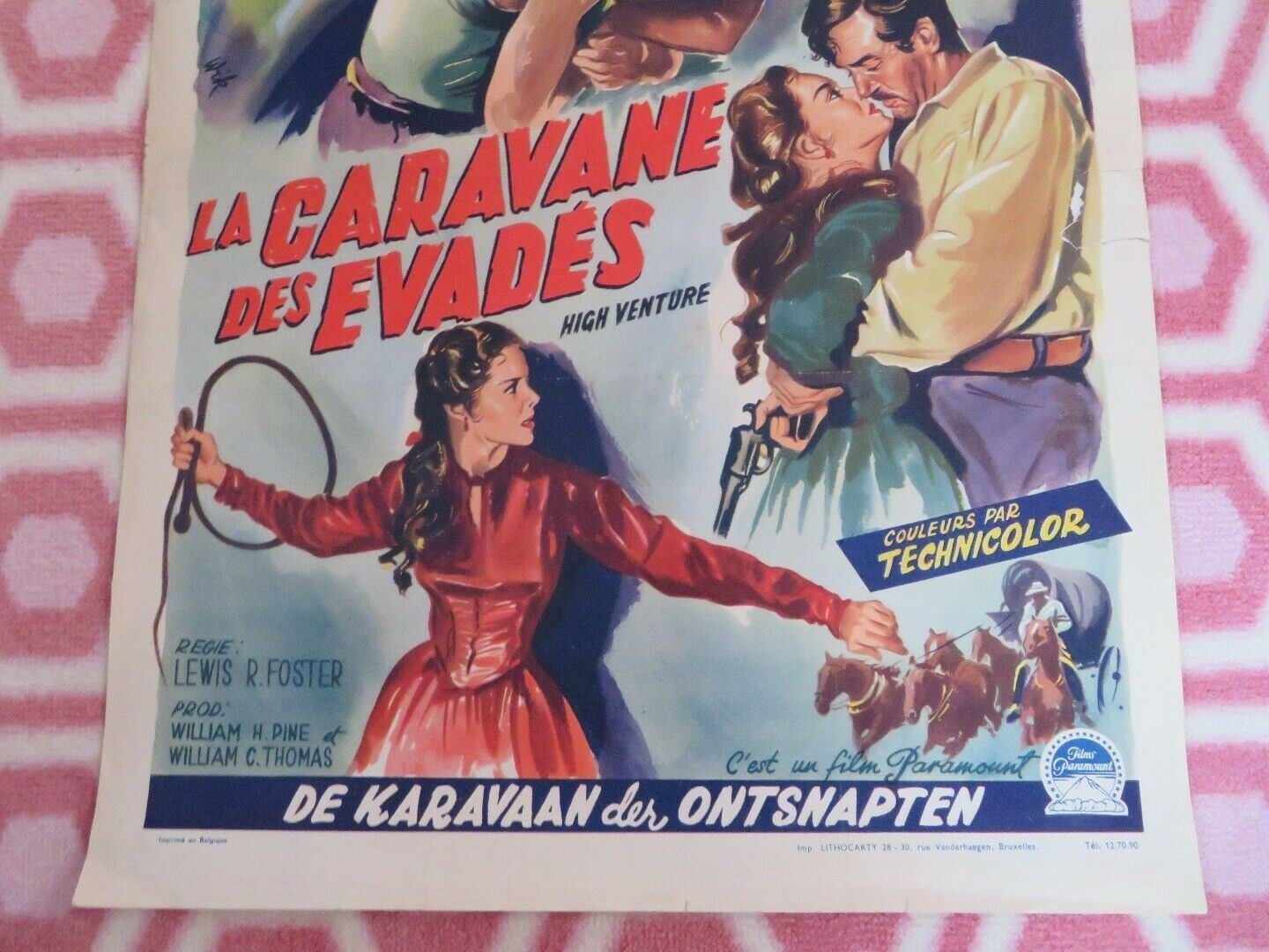 HIGH VENTURE / PASSAGE WEST BELGIUM (19.5"x 14") POSTER JOHN PAYNE D.O'KEEF 1951 Movie posters
