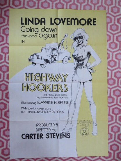 HIGHWAY HOOKERS FOLDED US ONE SHEET POSTER LINDA LOVEMORE 1975 - Rendezvous Cinema