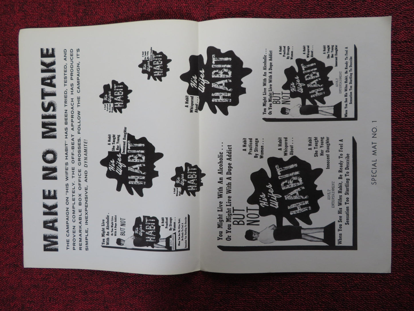 HIS WIFE'S HABIT - PRESSBOOK UNCUT GEORGINE DARCY MARCUS J. GRAPES 1970 Rendezvous Cinema Movie posters