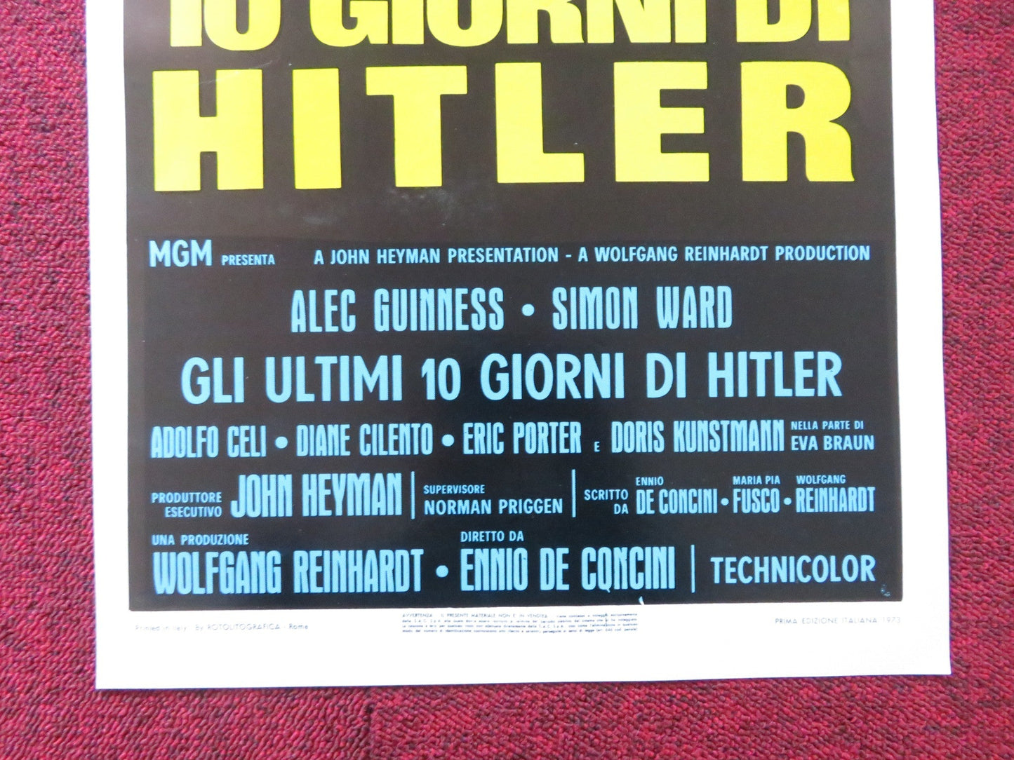 HITLER: THE LAST TEN DAYS ITALIAN LOCANDINA POSTER ALEC GUINNESS WARD 1973 Rendezvous Cinema Movie posters