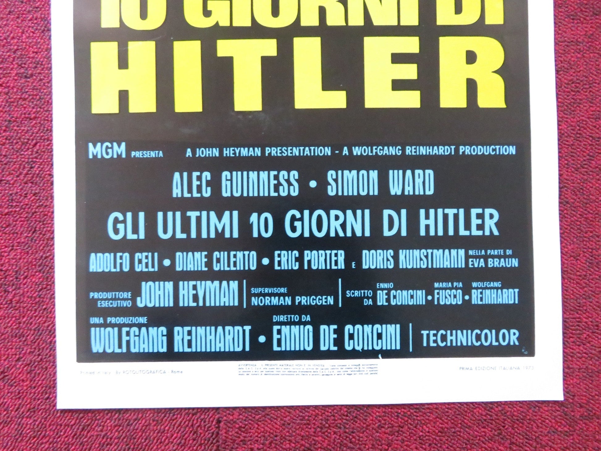 HITLER: THE LAST TEN DAYS ITALIAN LOCANDINA POSTER ALEC GUINNESS WARD 1973 Rendezvous Cinema Movie posters