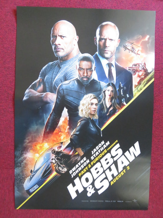 HOBBS AND SHAW US ONE SHEET ROLLED POSTER DWAYNE JOHNSON JASON STATHAM 2019 Rendezvous Cinema Movie posters