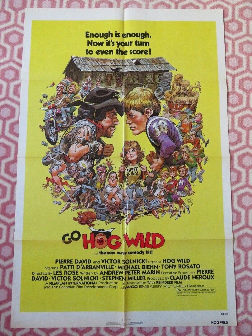 HOG WILD FOLDED US ONE SHEET POSTER PATTI D'ARBANVILLE MICHAEL BIEHN 1980 Movie posters
