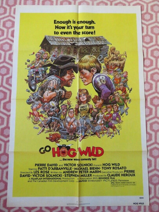 HOG WILD FOLDED US ONE SHEET POSTER PATTI D'ARBANVILLE MICHAEL BIEHN 1980 Movie posters