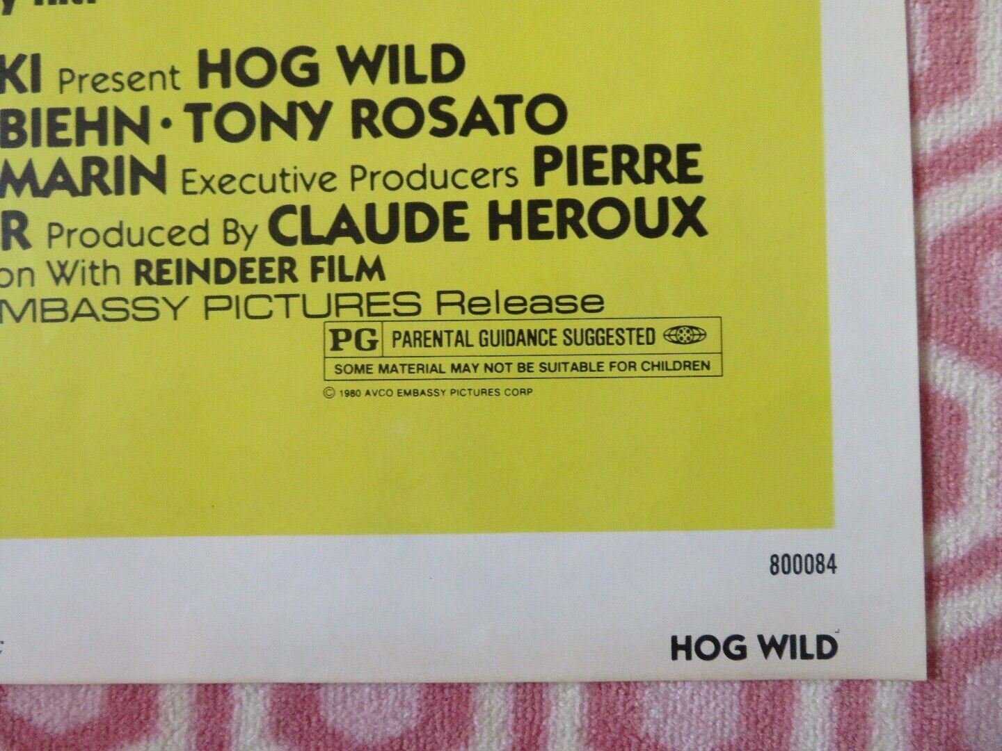 HOG WILD FOLDED US ONE SHEET POSTER PATTI D'ARBANVILLE MICHAEL BIEHN 1980 Movie posters