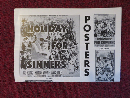 HOLIDAY FOR SINNERS UNCUT MGM FOLDED PRESS BOOK GIG YOUNG KEENAN WYNN 1952 Rendezvous Cinema Movie posters