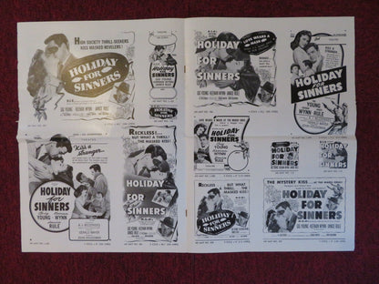 HOLIDAY FOR SINNERS UNCUT MGM FOLDED PRESS BOOK GIG YOUNG KEENAN WYNN 1952 Rendezvous Cinema Movie posters