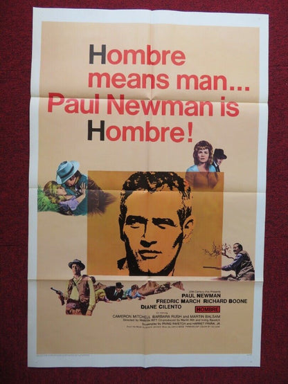 HOMBRE FOLDED US ONE SHEET POSTER PAUL NEWMAN FREDRIC MARCH 1966 - Rendezvous Cinema
