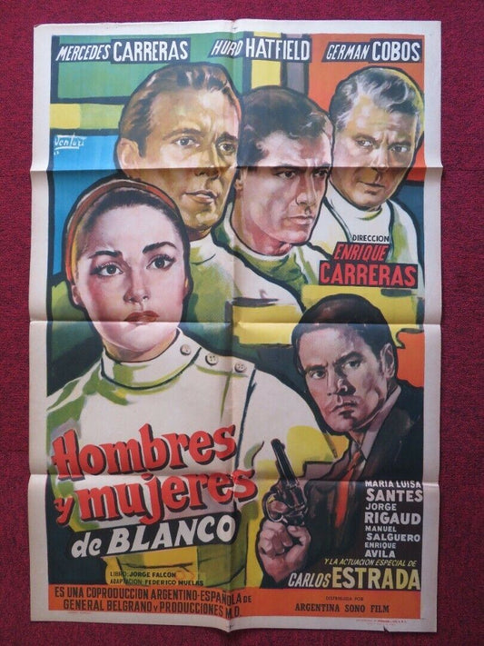 HOMBRES Y MUJERES DE BLANCO ARGENTINA ONE SHEET FOLDED POSTER MERCEDES CARRERAS Movie posters
