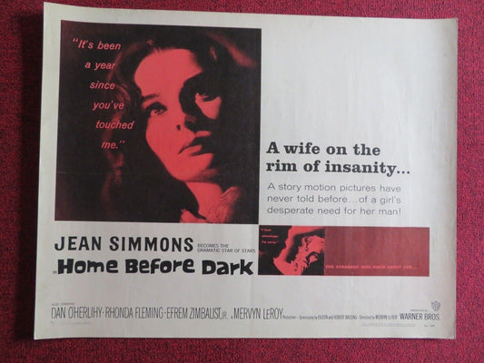 HOME BEFORE DARK US HALF SHEET (22"x 28") POSTER JEAN SIMMONS 1958 Movie posters