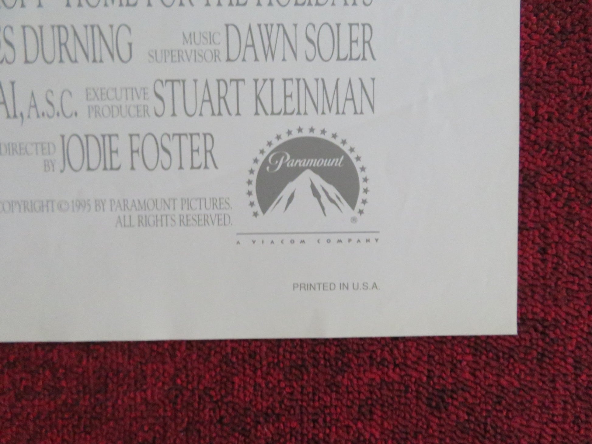 HOME FOR THE HOLIDAYS FOLDED US ONE SHEET POSTER HOLLY HUNTER R. DOWNEY JR. 1995 Rendezvous Cinema Movie posters