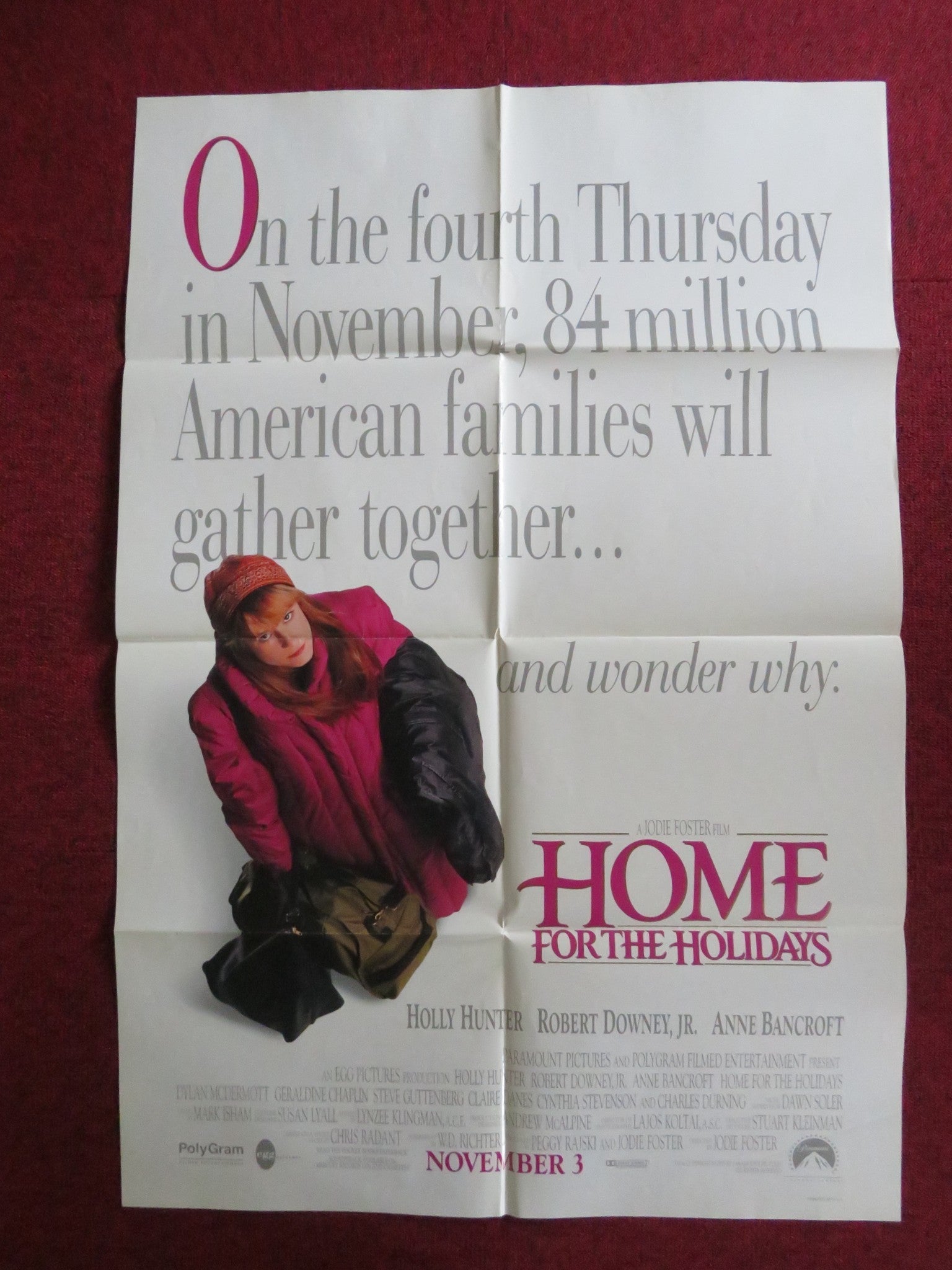 HOME FOR THE HOLIDAYS FOLDED US ONE SHEET POSTER HOLLY HUNTER R. DOWNEY JR. 1995 Rendezvous Cinema Movie posters