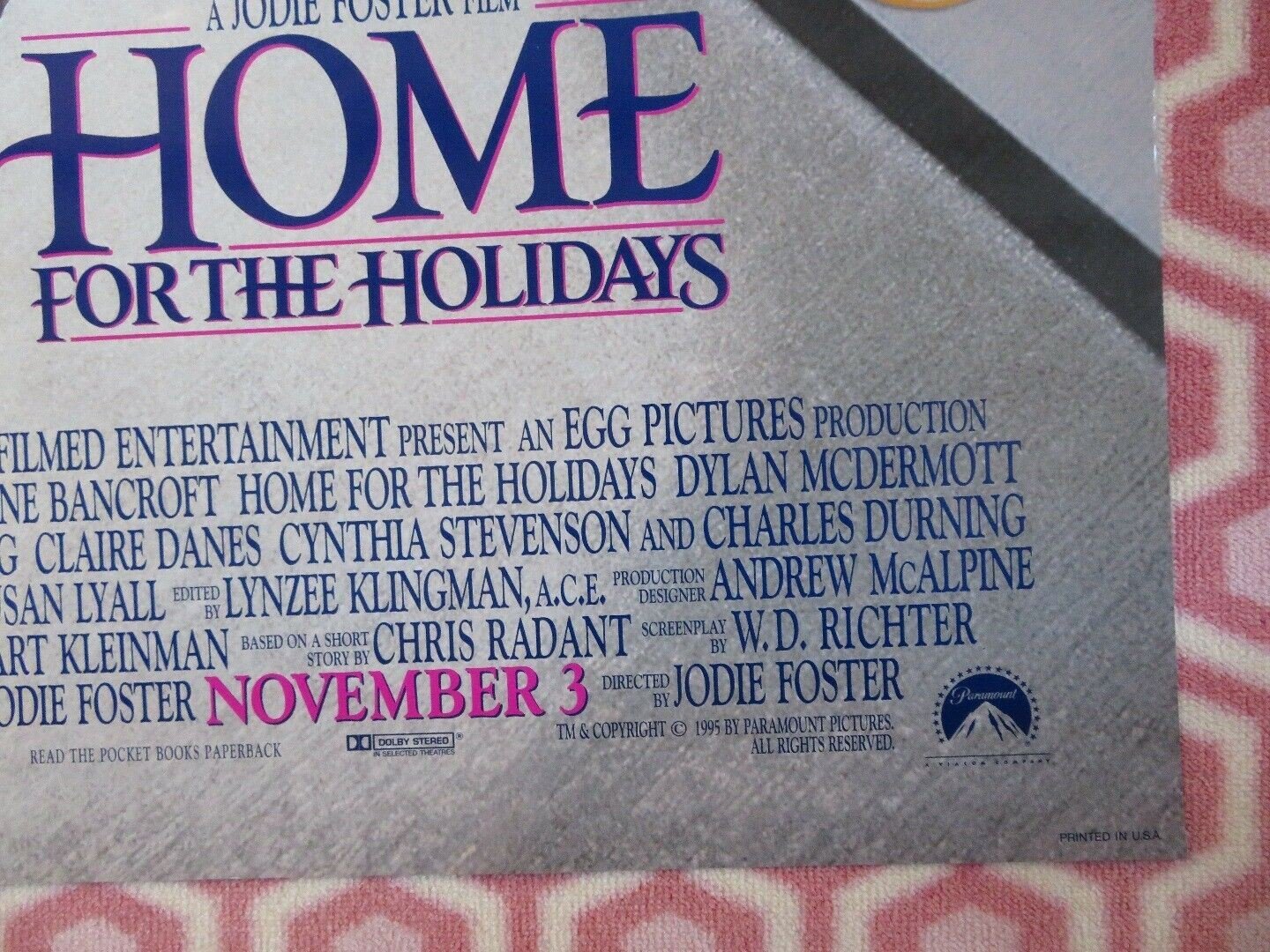 HOME FOR THE HOLIDAYS US ONE SHEET ROLLED POSTER JODIE FOSTER HOLLY HUNTER 1995 Movie posters