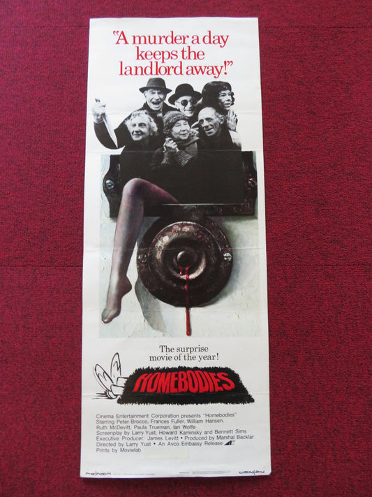 HOMEBODIES US INSERT (14"x 36") POSTER PETER BROCCO FRANCES FULLER 1974 Rendezvous Cinema Movie posters