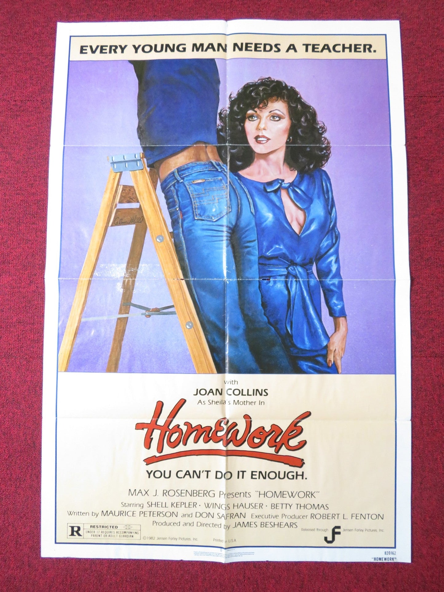 HOMEWORK FOLDED US ONE SHEET POSTER JOAN COLLINS MICHAEL MORGAN 1982 Rendezvous Cinema Movie posters