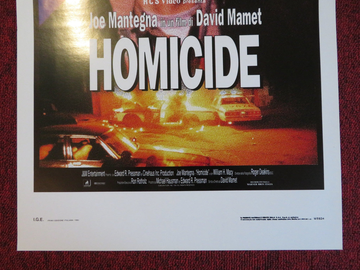 HOMICIDE ITALIAN LOCANDINA POSTER JOE MANTEGNA 1991 Rendezvous Cinema Movie posters