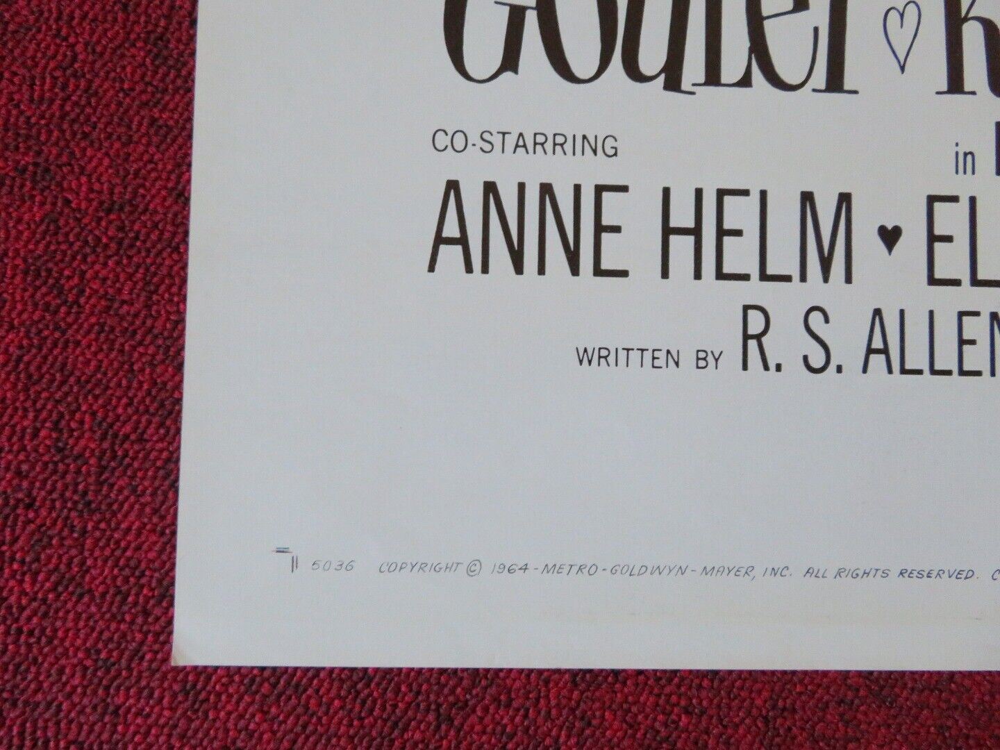 HONEYMOON HOTEL FOLDED US ONE SHEET POSTER ROBERT GOULET NANCY KWAN 1964 - Rendezvous Cinema
