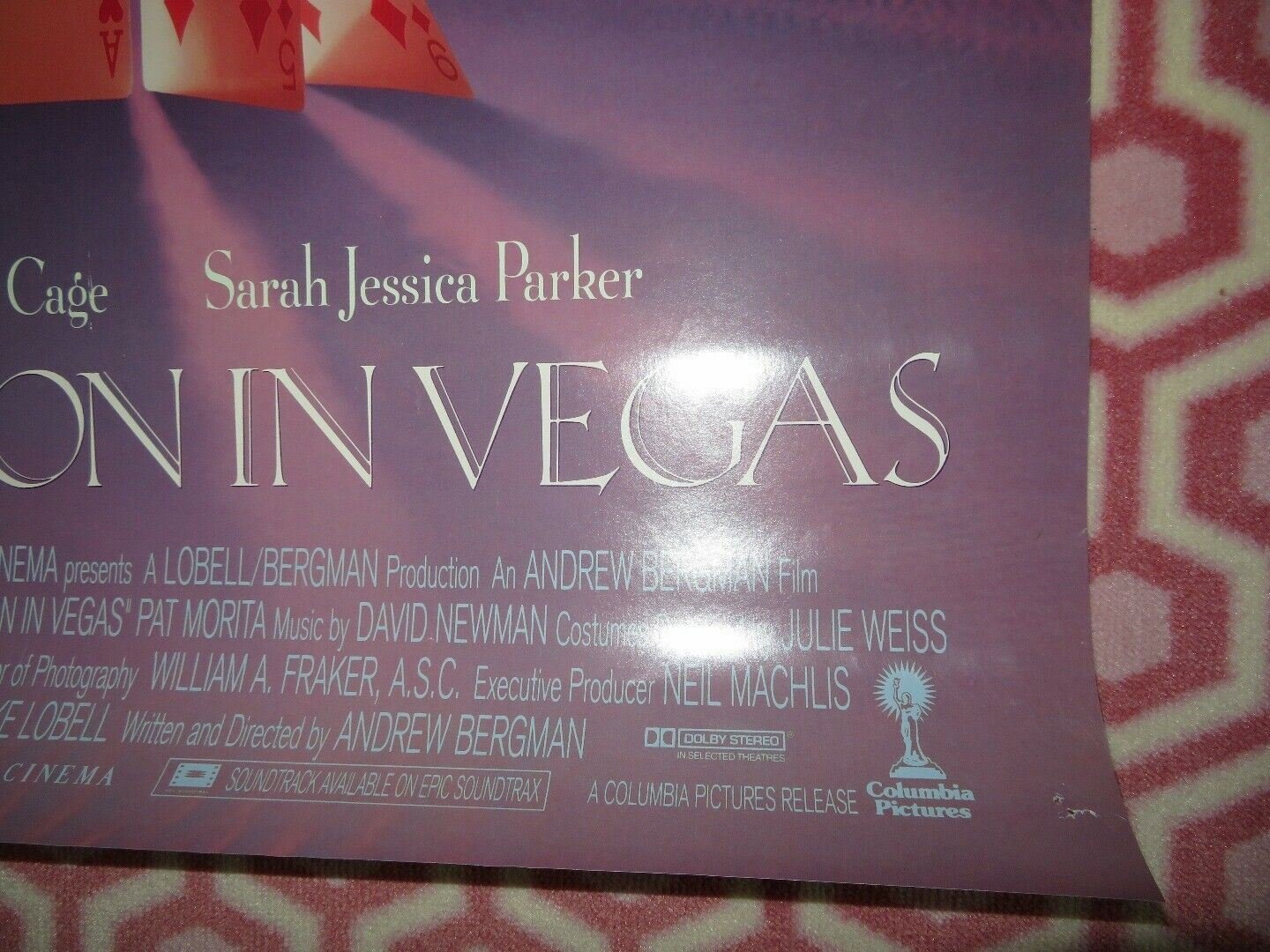 HONEYMOON IN VEGAS ONE SHEET ROLLED POSTER NICOLAS CAGE SARAH JESSICA PARKER '92 Movie posters