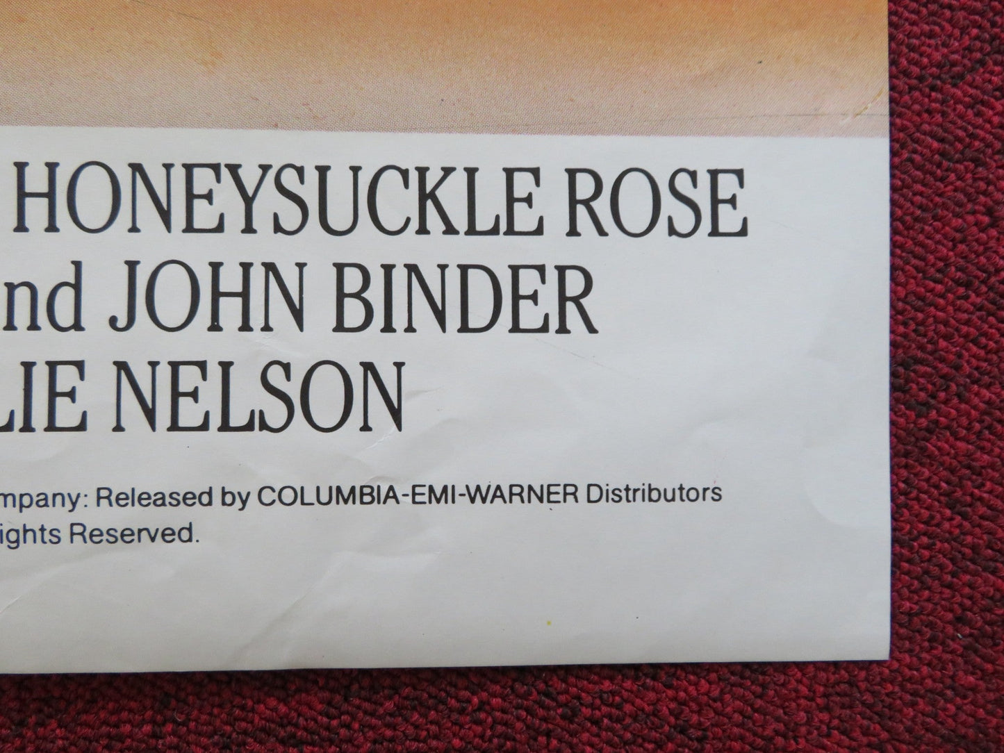 HONEYSUCKLE ROSE UK QUAD POSTER FOLDED WILLIE NELSON DYAN CANNON 1981 Rendezvous Cinema Movie posters