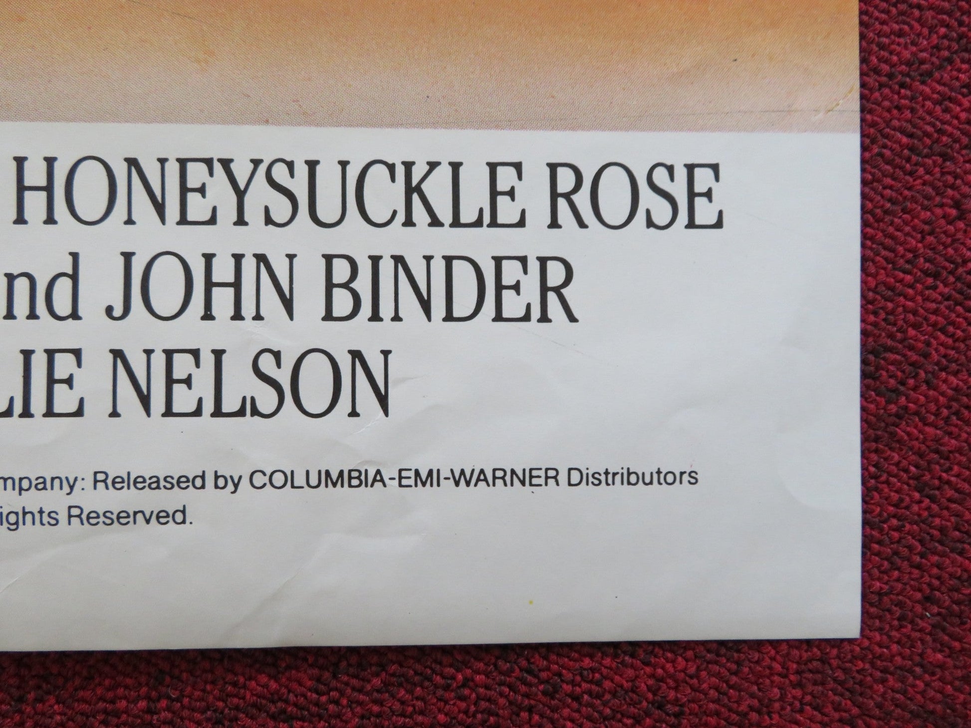HONEYSUCKLE ROSE UK QUAD POSTER FOLDED WILLIE NELSON DYAN CANNON 1981 Rendezvous Cinema Movie posters