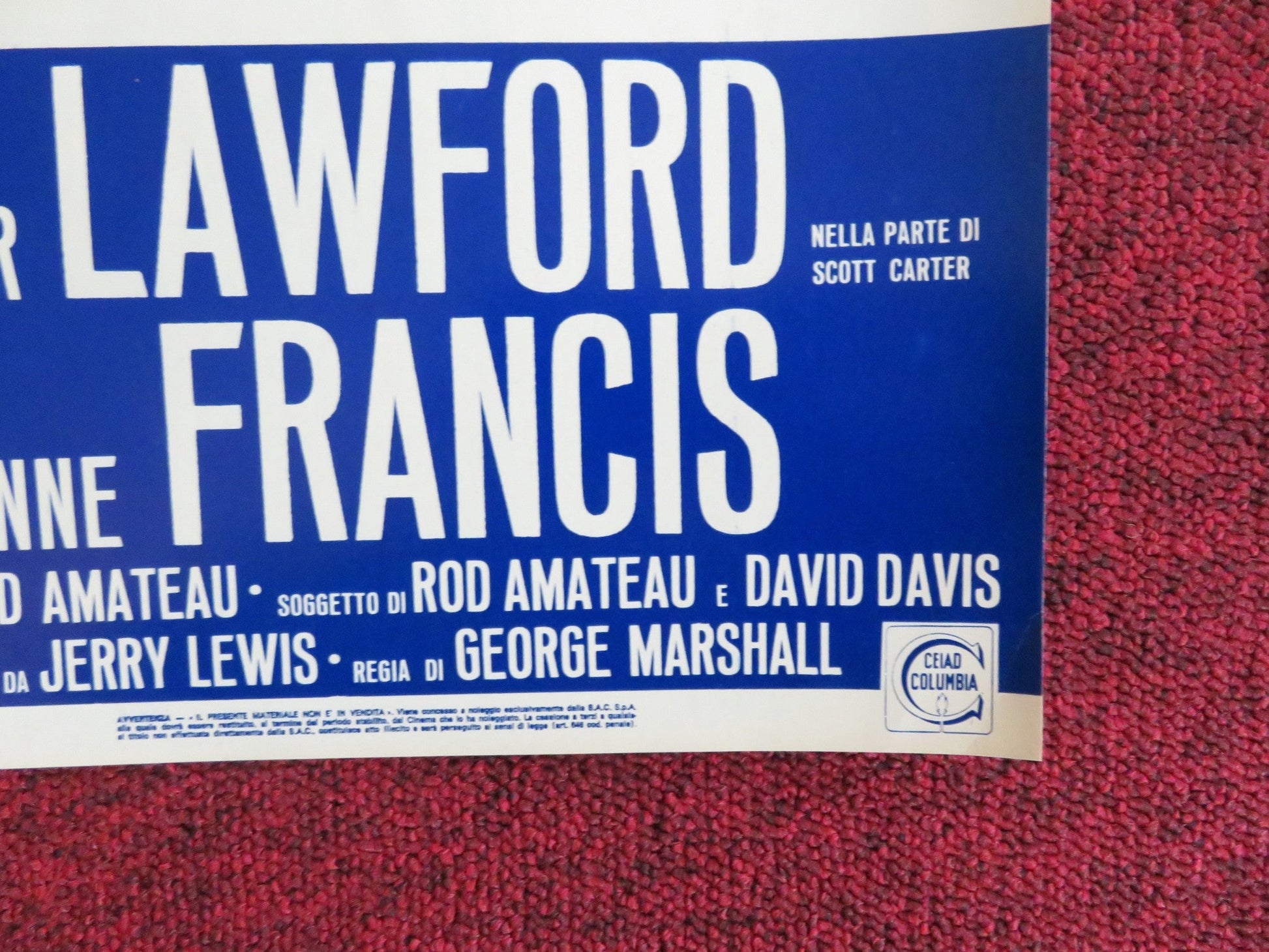 HOOK, LINE AND SINKER - B ITALIAN FOTOBUSTA POSTER JERRY LEWIS P. LAWFORD 1969 Rendezvous Cinema Movie posters