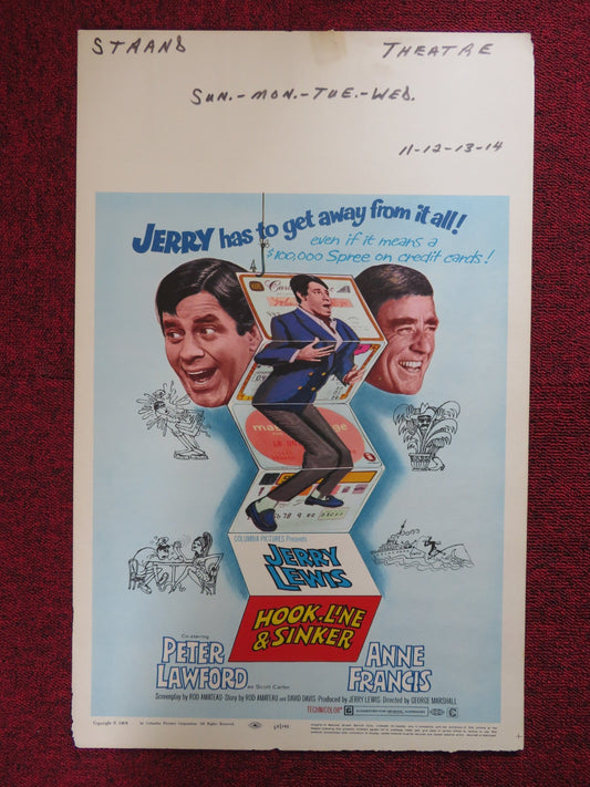 HOOK, LINE AND SINKER SUIT WINDOW CARD (14"x 22") POSTER JERRY LEWIS 1969 Rendezvous Cinema Movie posters