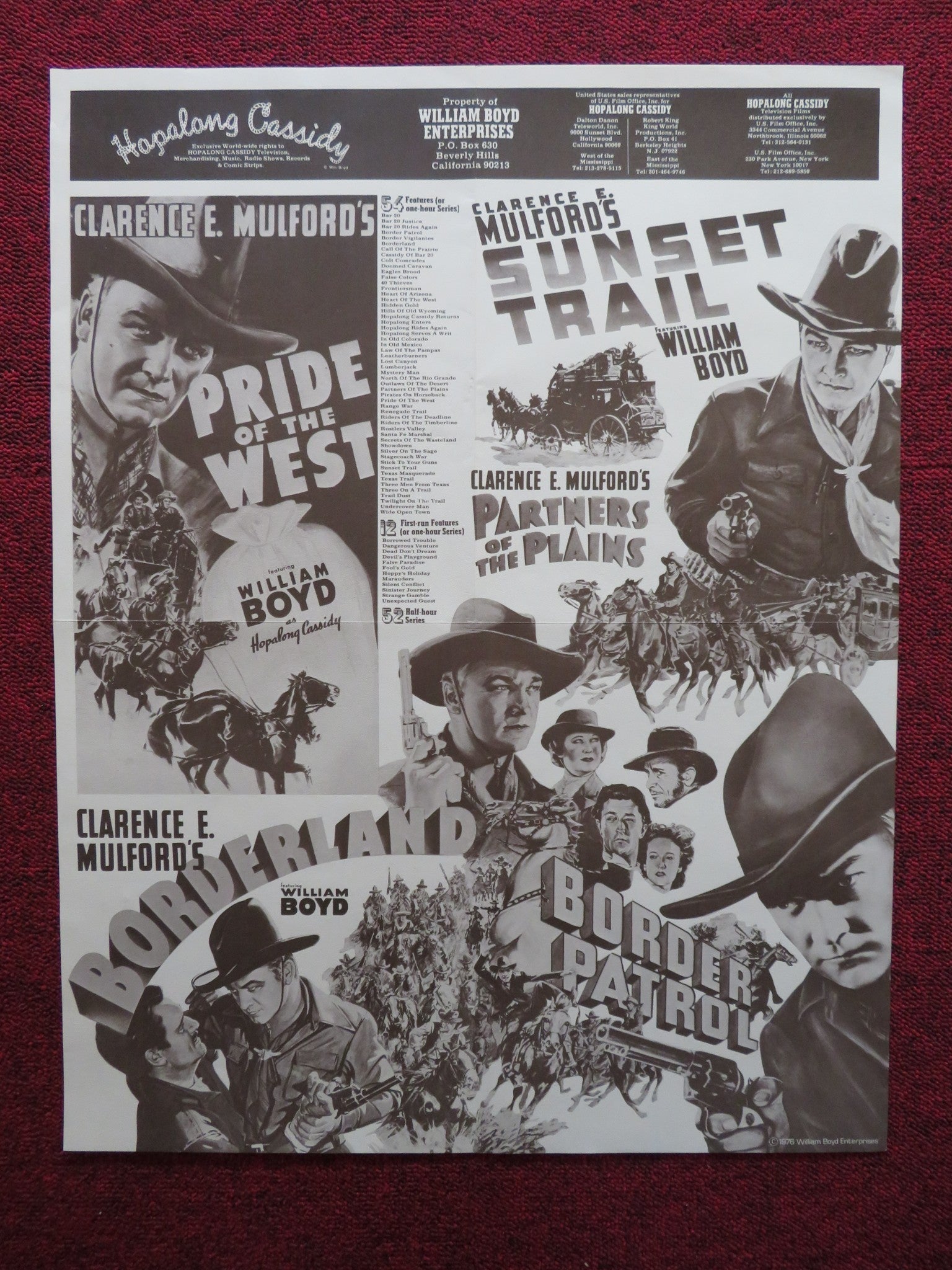 HOPALONG CASSIDY POSTER WILLIAM BOYD CLARENCE E.MULFORD 1976 Rendezvous Cinema Movie posters