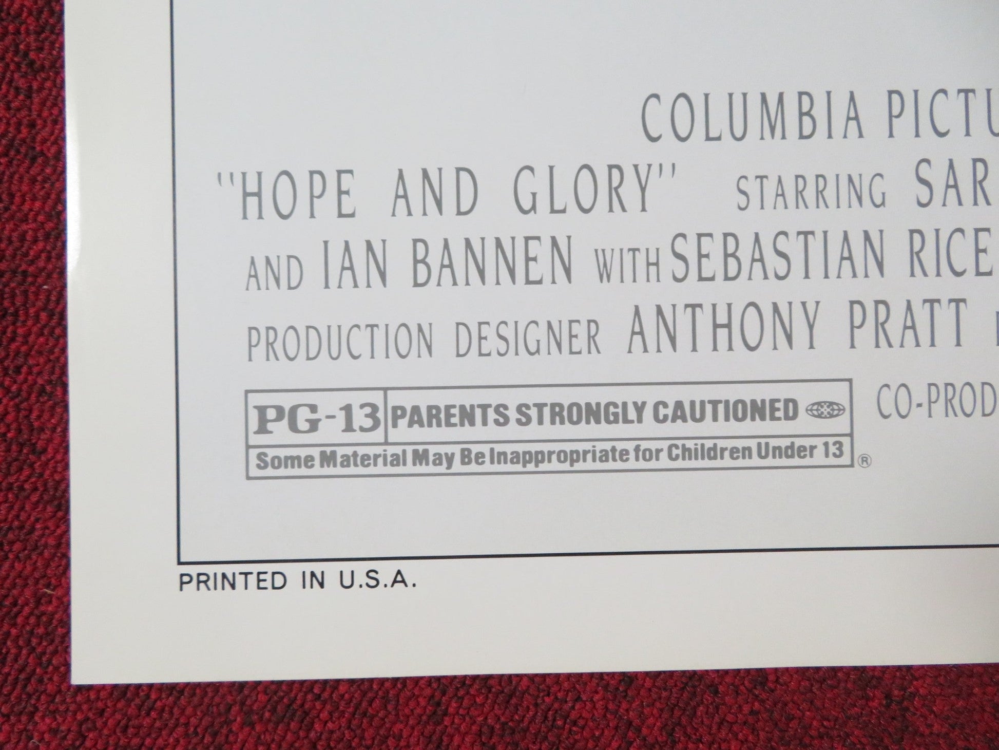 HOPE AND GLORY FOLDED US ONE SHEET POSTER SARAH MILES DAVID HAYMAN 1987 Rendezvous Cinema Movie posters