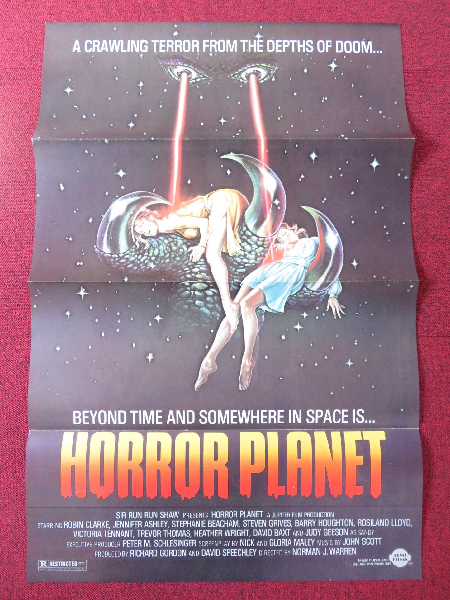 HORROR PLANET - B US TRI FOLDED ONE SHEET ROLLED POSTER ROBIN CLARKE 1981 Rendezvous Cinema Movie posters