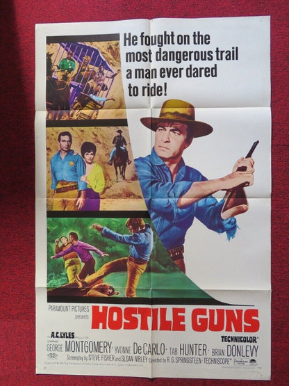 HOSTILE GUNS FOLDED US ONE SHEET POSTER GEORGE MONTGOMERY 1967 Movie posters