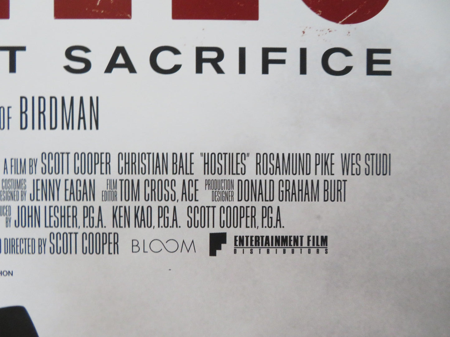 HOSTILES UK QUAD ROLLED POSTER CHRISTIAN BALE ROSAMUND PIIKE 2017 Rendezvous Cinema Movie posters