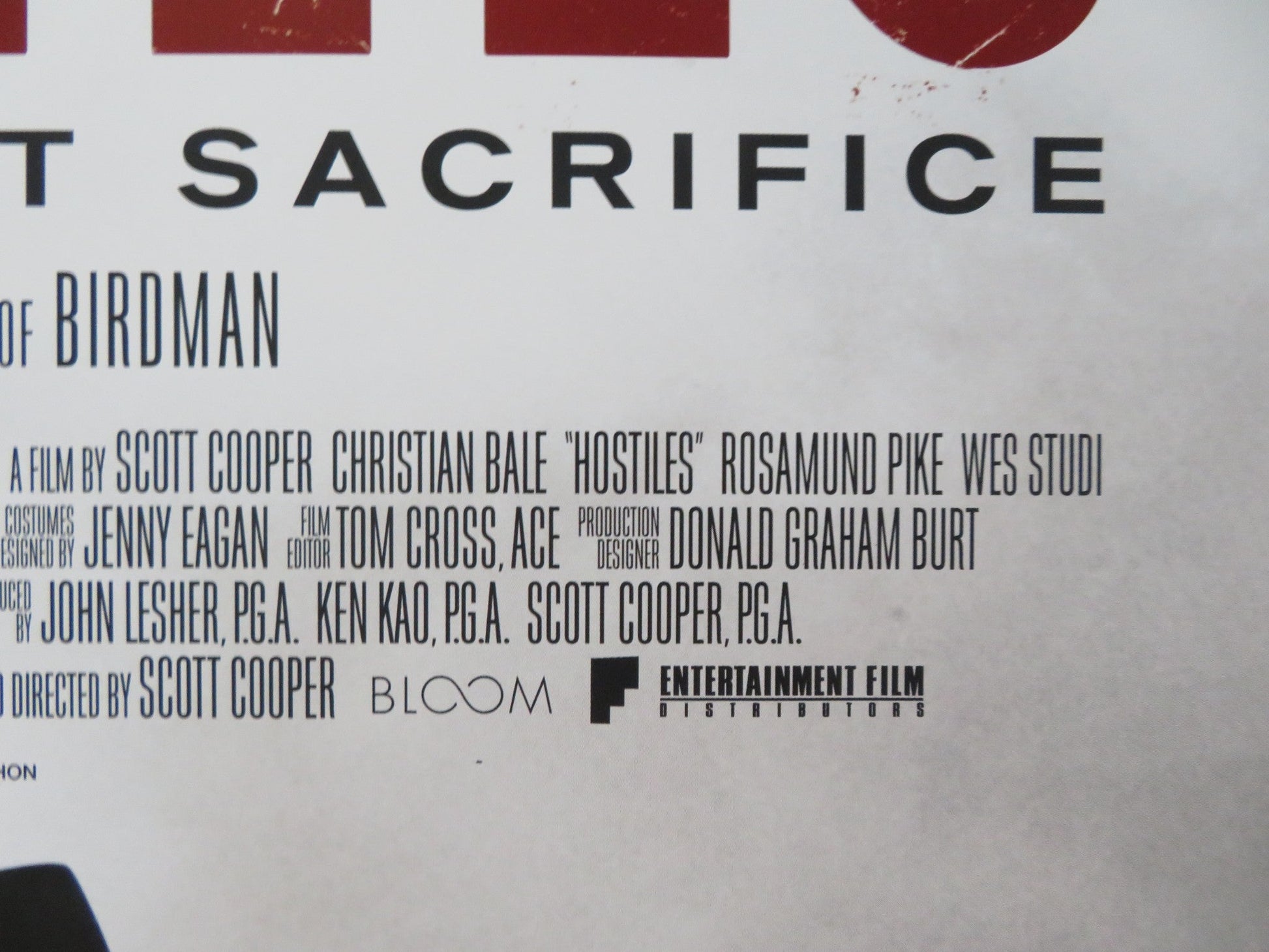 HOSTILES UK QUAD ROLLED POSTER CHRISTIAN BALE ROSAMUND PIIKE 2017 Rendezvous Cinema Movie posters