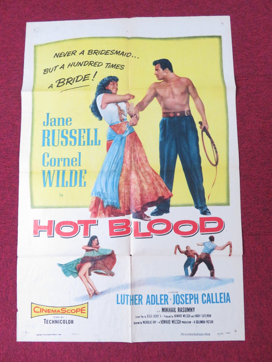 HOT BLOOD FOLDED US ONE SHEET POSTER JANE RUSSELL CORNEL WILDE 1956 Rendezvous Cinema Movie posters