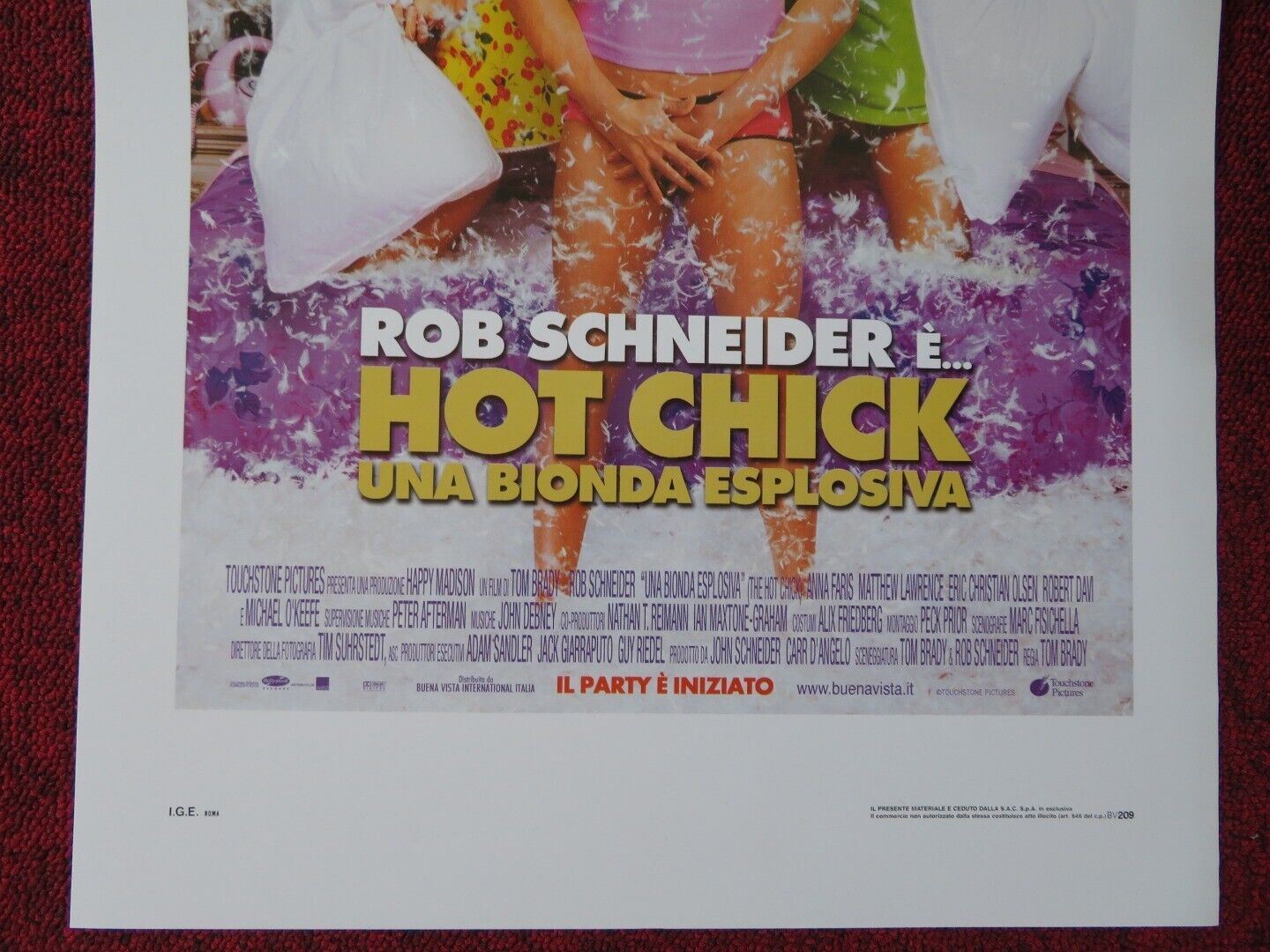 HOT CHICK ITALIAN LOCANDINA (27.5"x13") POSTER ANNA FARIS TOM BRADY 2002 Movie posters