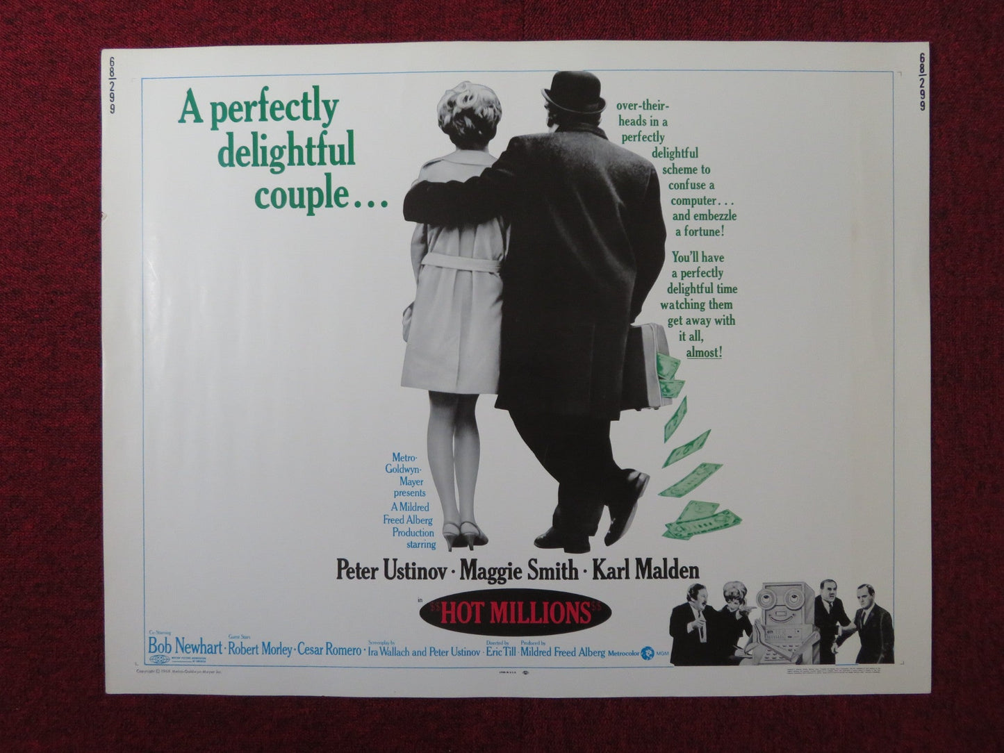 HOT MILLIONS US HALF SHEET (22"x 28") POSTER PETER USTINOV MAGGIE SMITH 1968 Rendezvous Cinema Movie posters