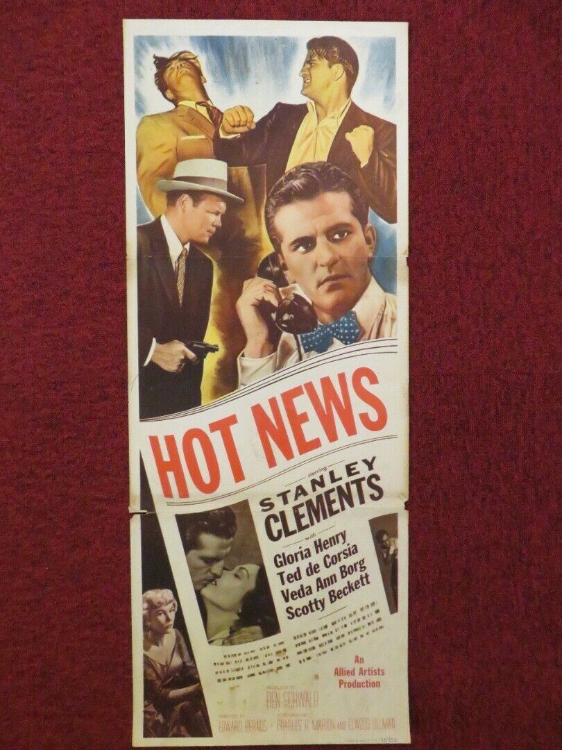 HOT NEWS US INSERT (14"x 36") POSTER STANLEY CLEMENTS GLORIA HENRY 1953 - Rendezvous Cinema