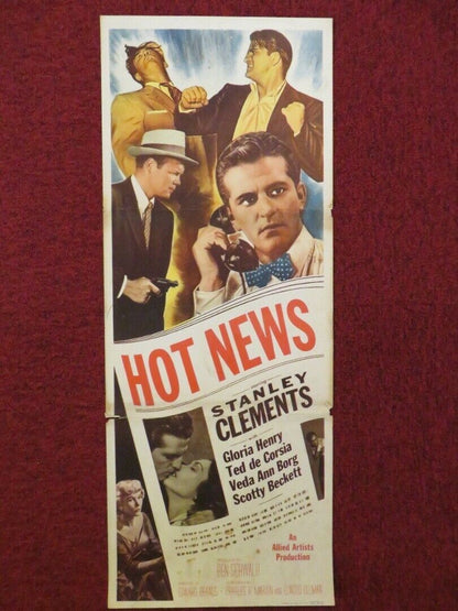 HOT NEWS US INSERT (14"x 36") POSTER STANLEY CLEMENTS GLORIA HENRY 1953 - Rendezvous Cinema