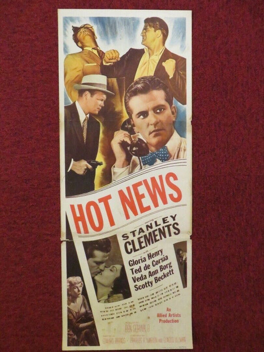 HOT NEWS US INSERT (14"x 36") POSTER STANLEY CLEMENTS GLORIA HENRY 1953 - Rendezvous Cinema