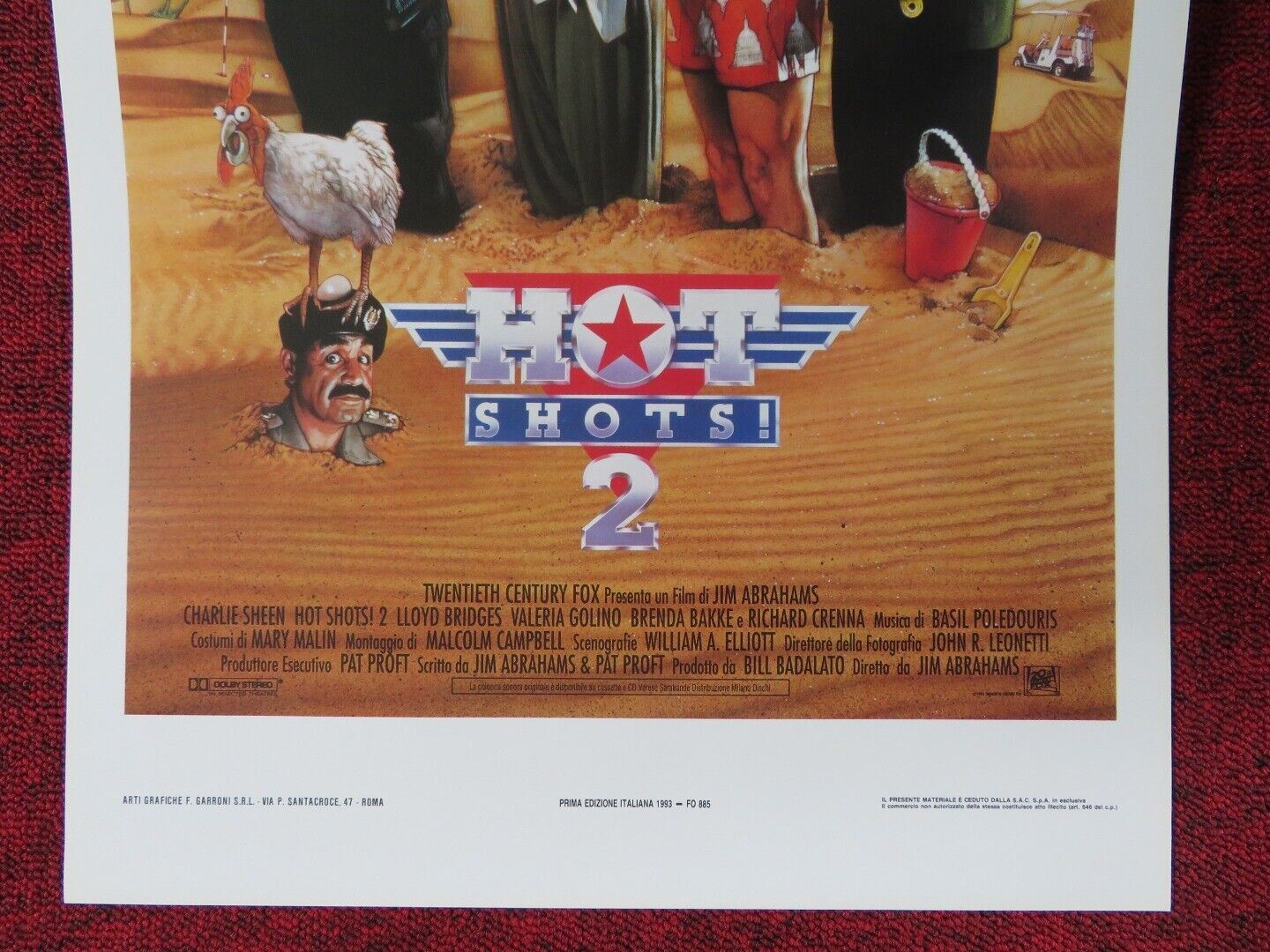HOT SHOTS 2 ITALIAN LOCANDINA (27.5"x13") POSTER CHARLIE SHEEN LLOYD BRIDGES '93 - Rendezvous Cinema
