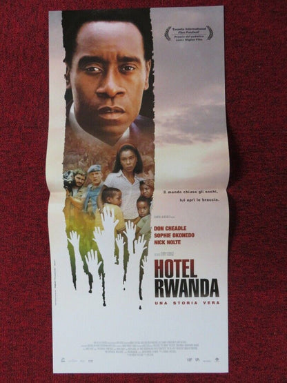 HOTEL RWANDA ITALIAN LOCANDINA (26.5"x12.5") POSTER XOLANI MALI 2004 Movie posters