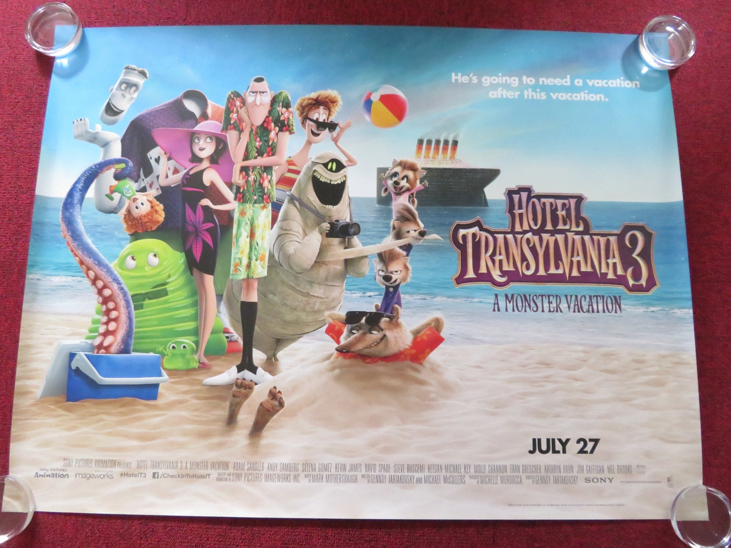HOTEL TRANSYLVANIA 3: SUMMER VACATION UK QUAD ROLLED POSTER ADAM SANDLER 2018 Rendezvous Cinema Movie posters